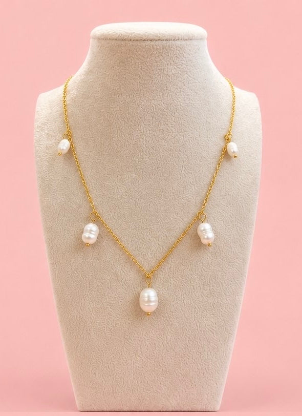 Gold Multi-Pearl Necklace