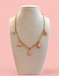 18K Gold Plated Pink Beach Charm Paperclip Necklace