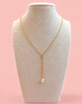 Polished Gold Finished Pearl Y-Necklace