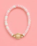 Pink and white turtle bracelet