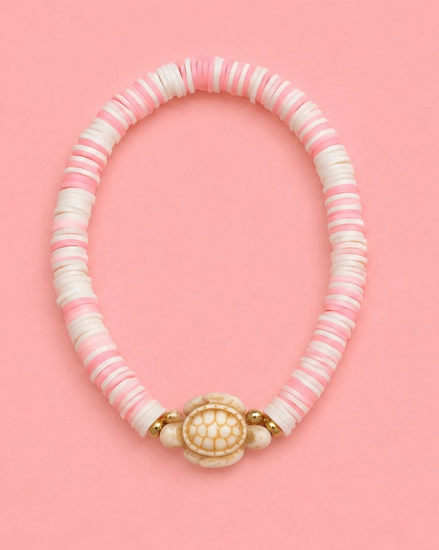 Pink and white turtle bracelet