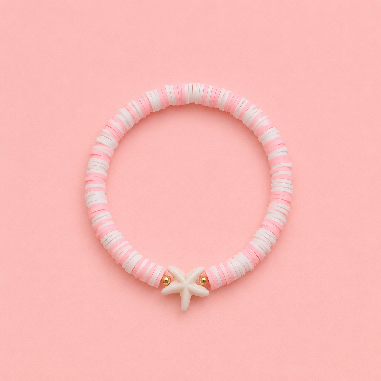 Pink and white starfish bracelet
